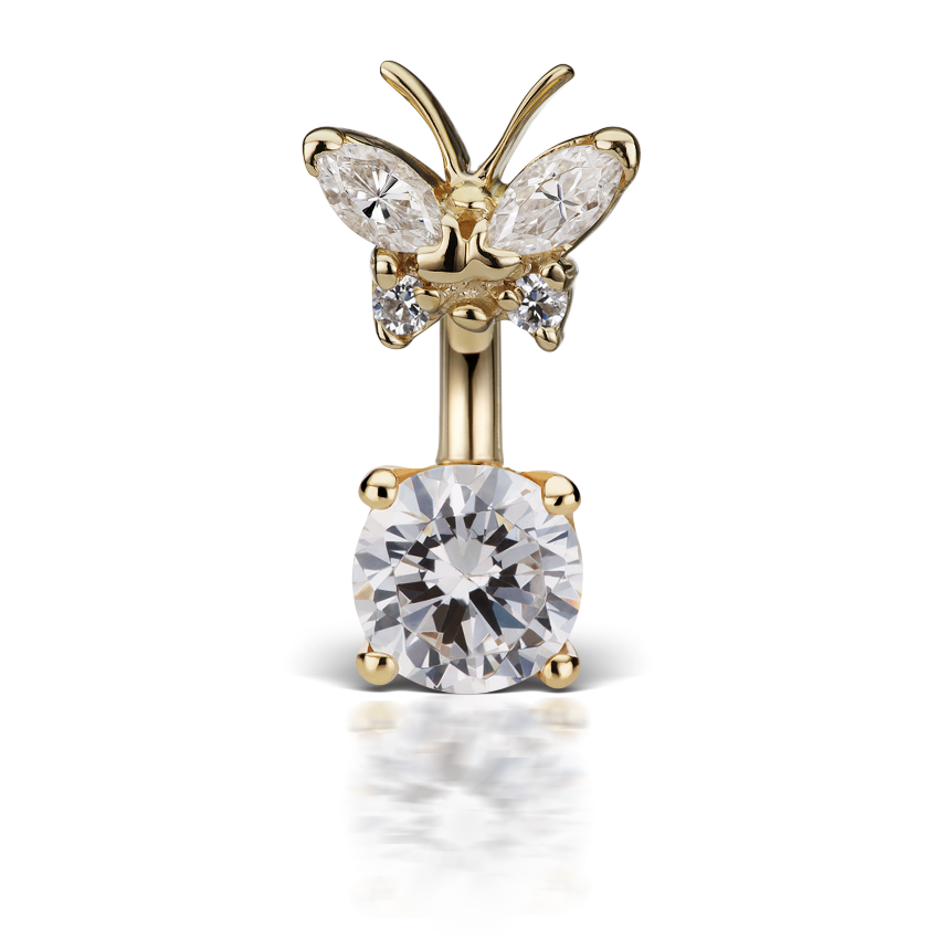Cubic Zirconia Butterfly and 6mm Solitaire Barbell