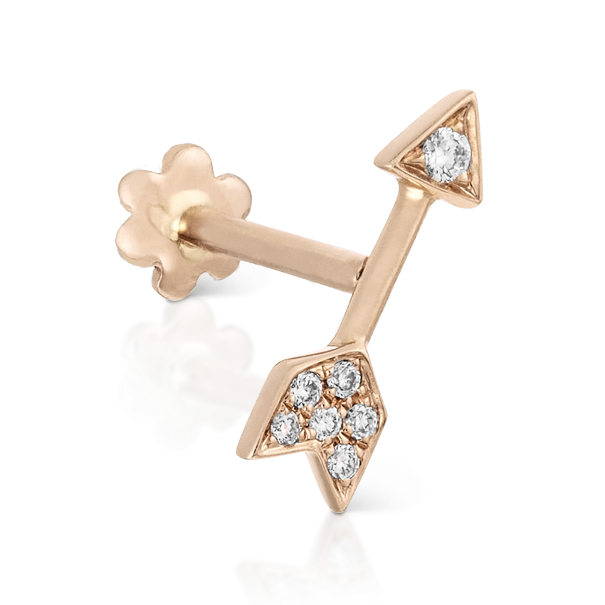 Diamond Arrow Threaded Stud Earring