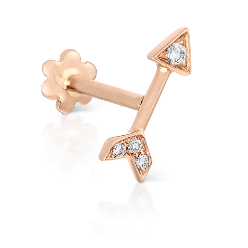 Diamond Arrow Threaded Stud Earring