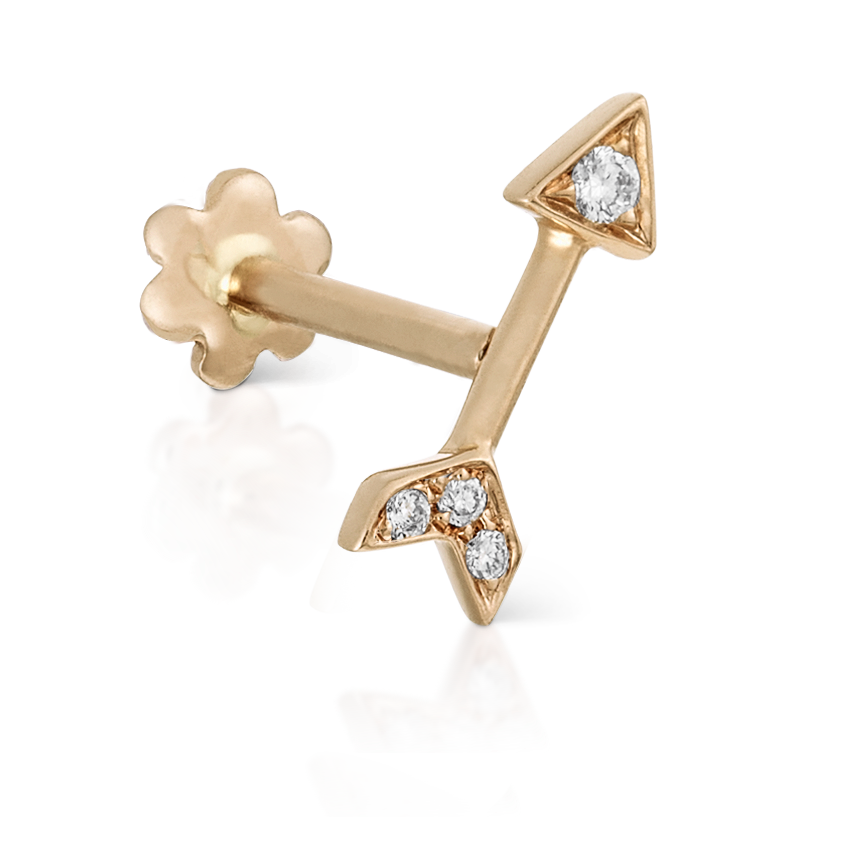 Diamond Arrow Threaded Stud Earring