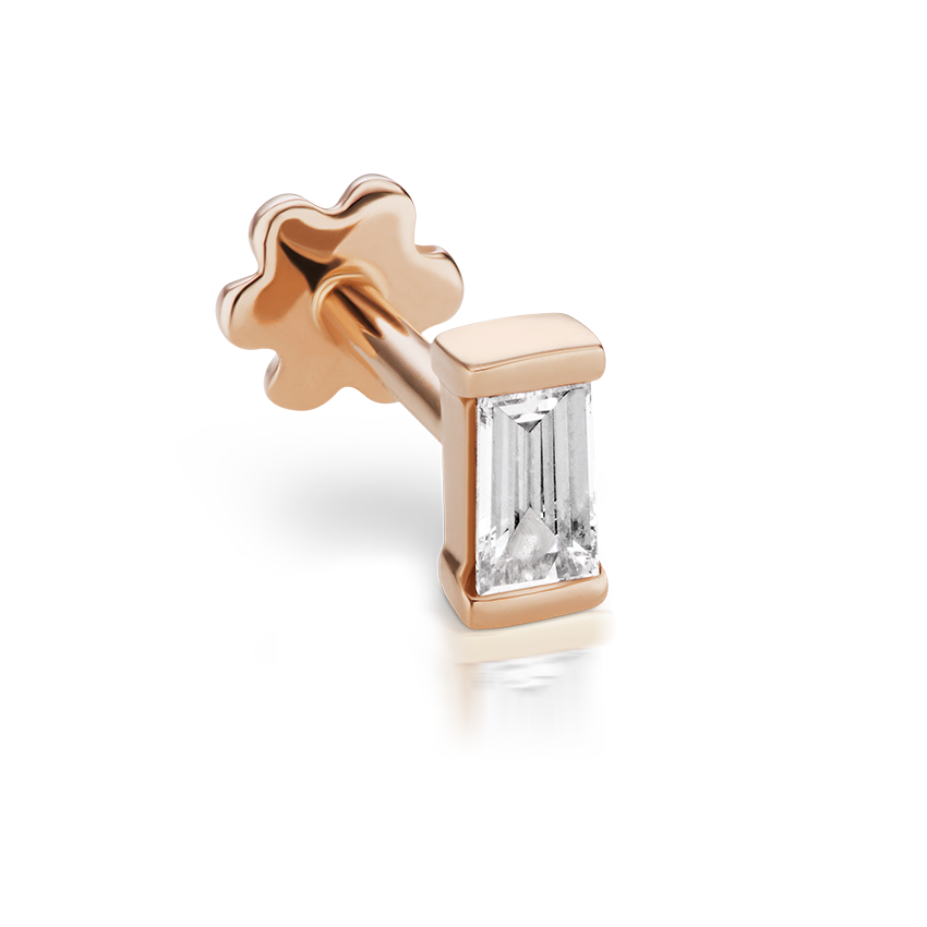 Diamond Baguette Threaded Stud Earring