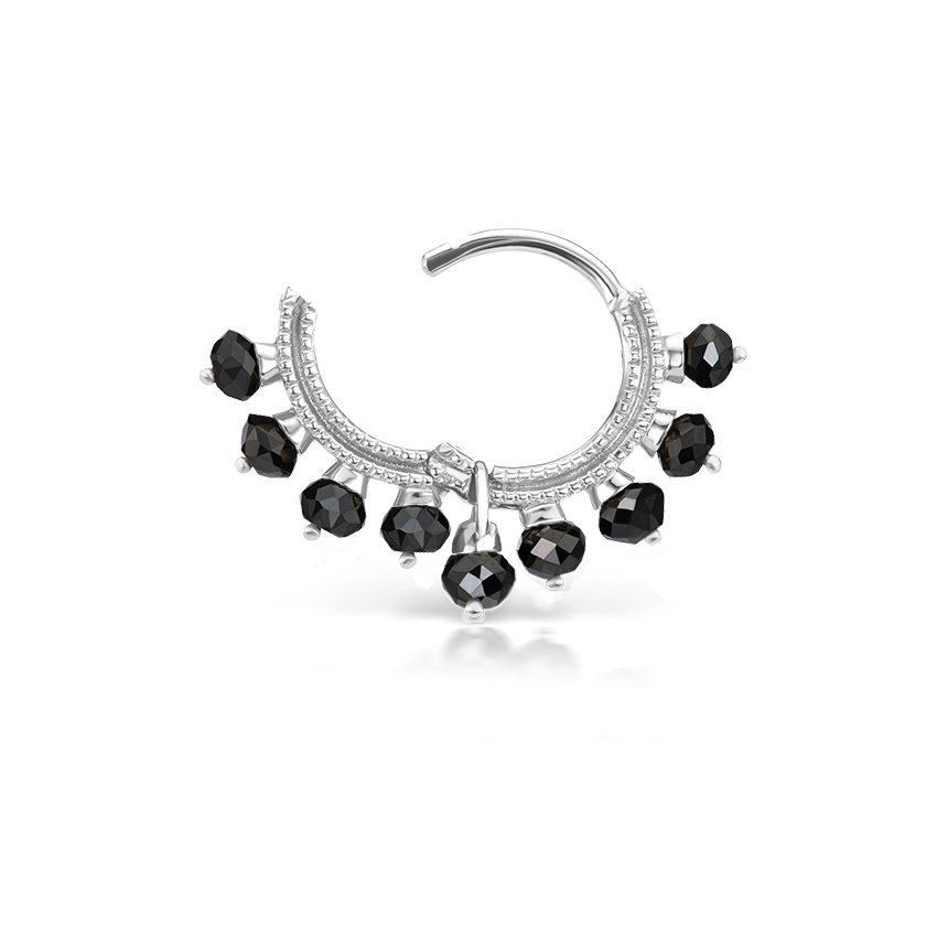 Black Diamond Coronet Hoop Earring
