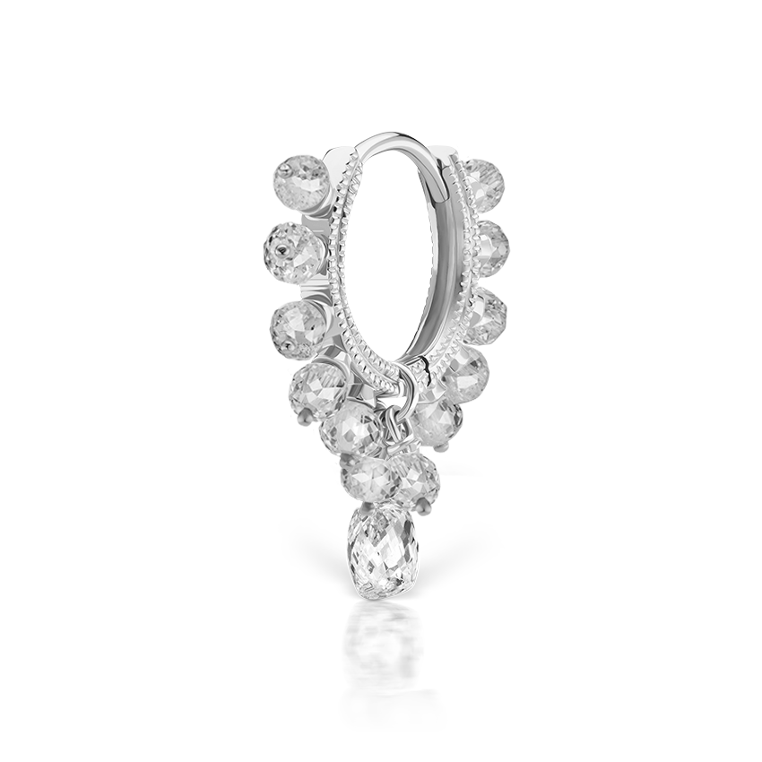 Diamond Coronet with Briolette Hoop Earring