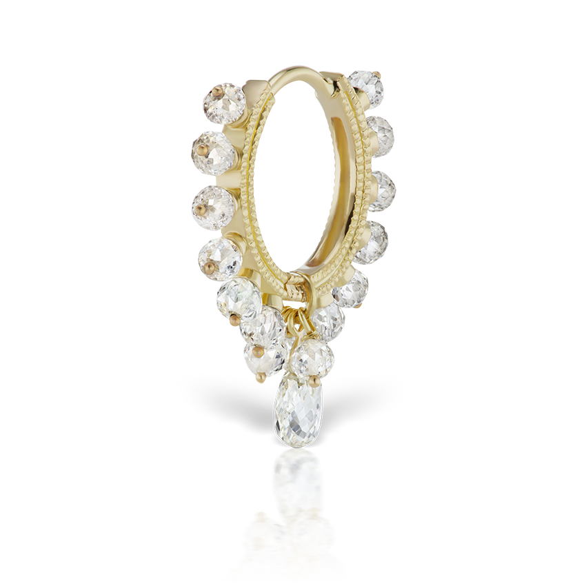 Diamond Coronet with Briolette Hoop Earring