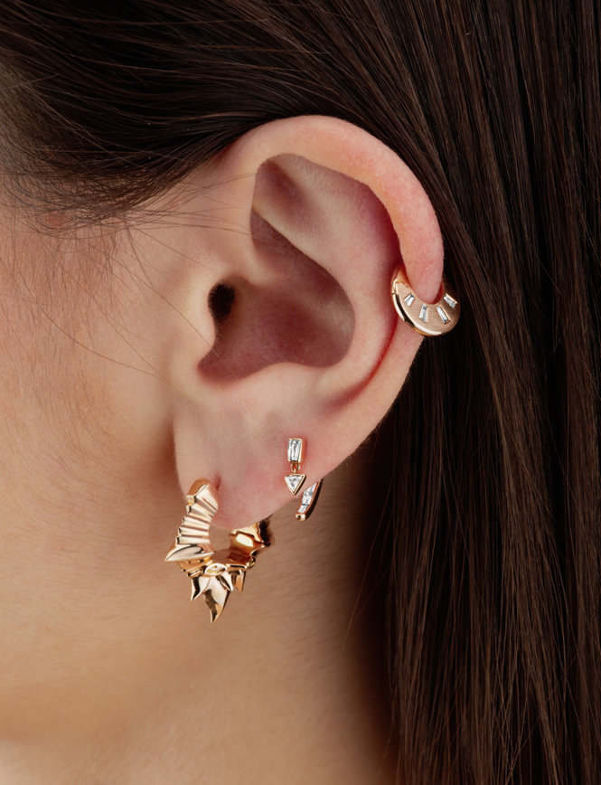 Diamond Crescent Reversible Hoop Earring
