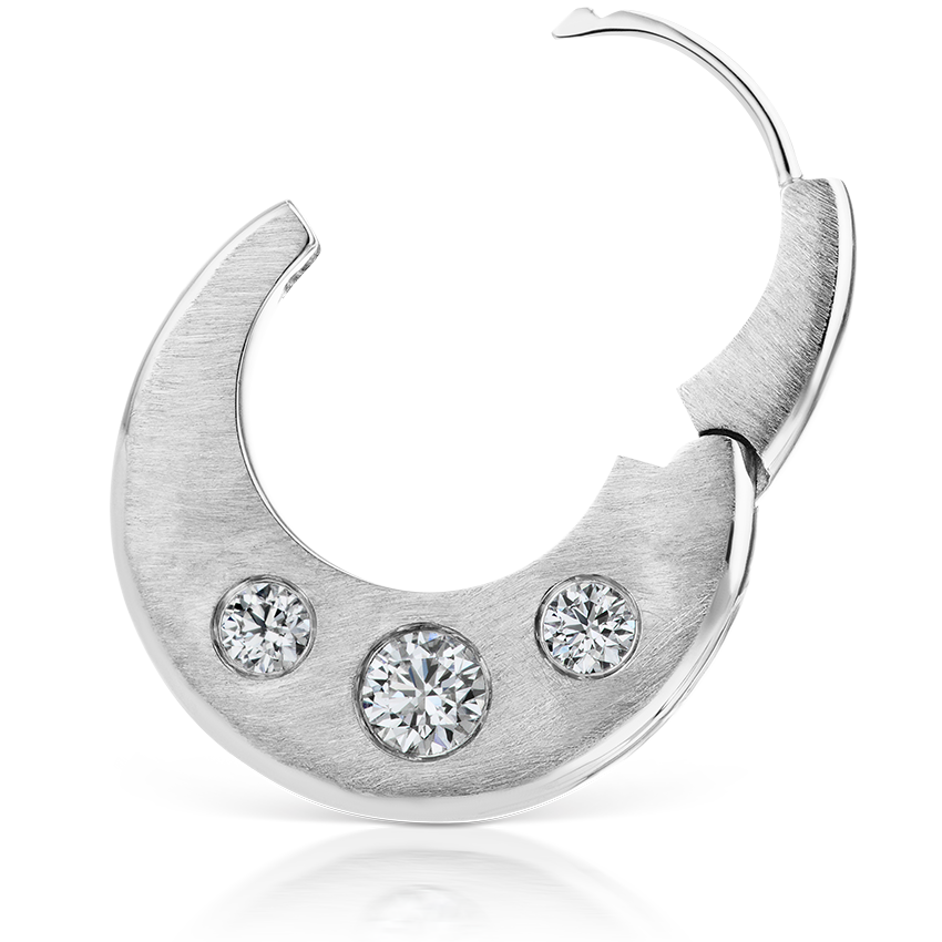 Diamond Crescent Reversible Hoop Earring