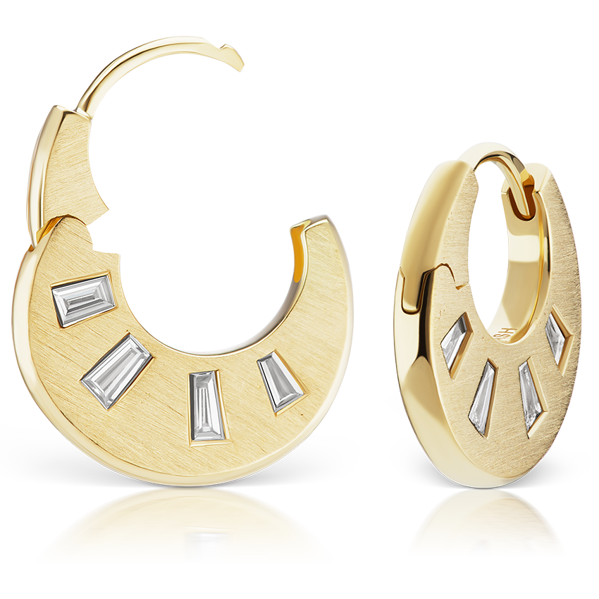 Diamond Crescent Reversible Hoop Earring