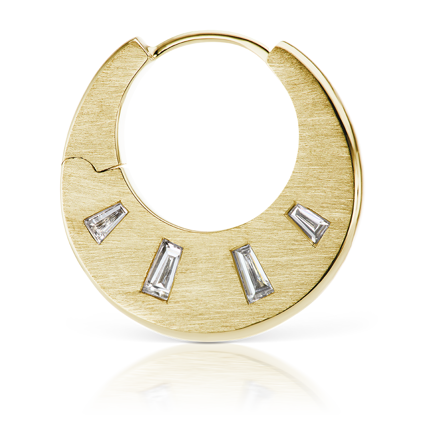 Diamond Crescent Reversible Hoop Earring