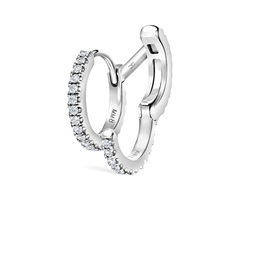 Diamond Double Linked Eternity Hoop Earring and Cuff