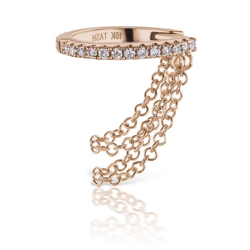 Diamond Eternity with Two Chains Hoop Earring