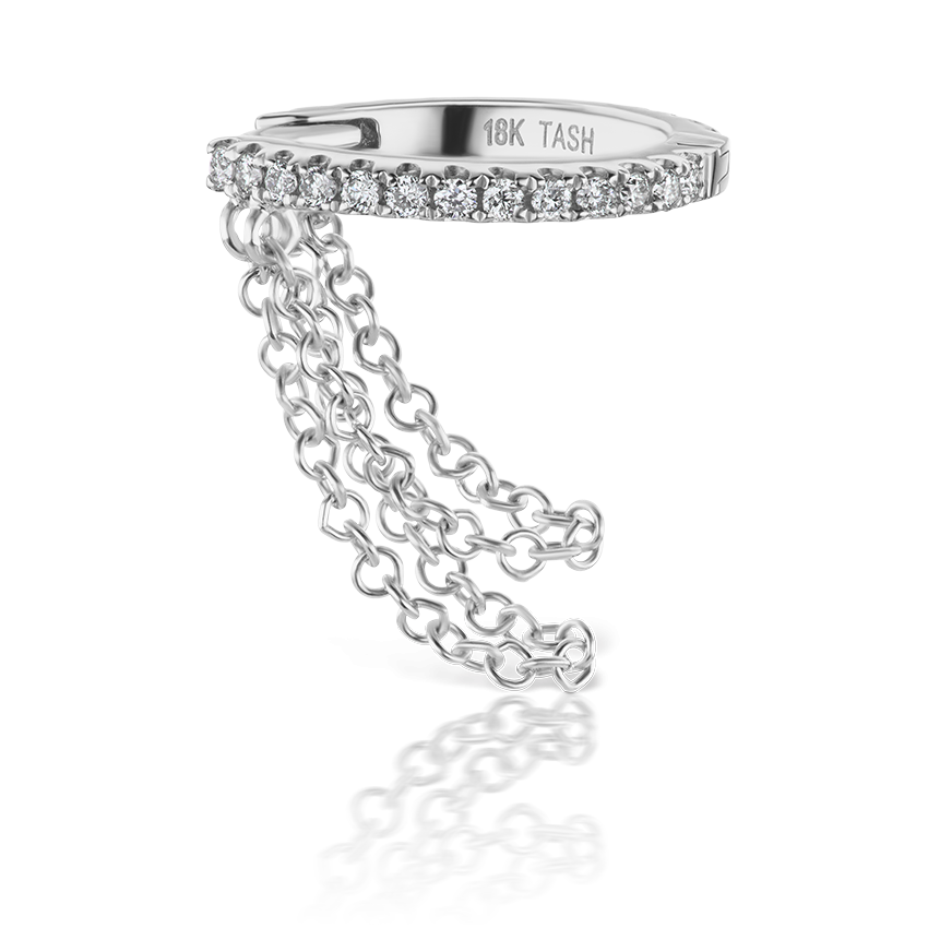 Diamond Eternity with Two Chains Hoop Earring