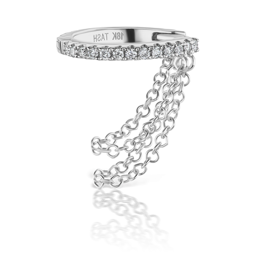 Diamond Eternity with Two Chains Hoop Earring