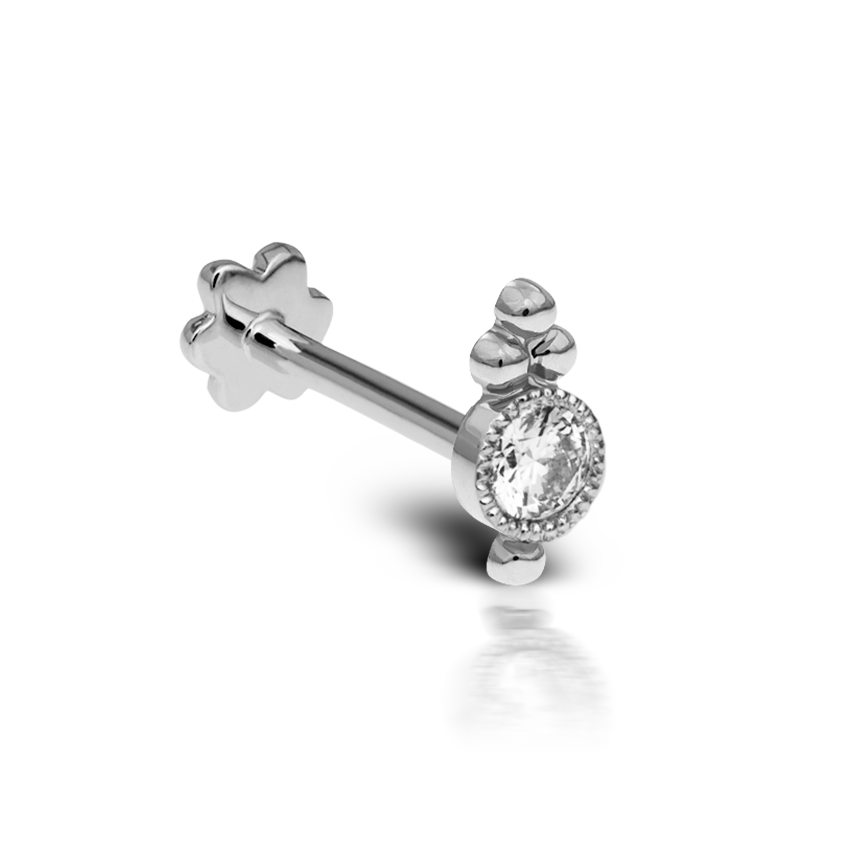 Diamond Four Ball Trinity Threaded Stud Earring