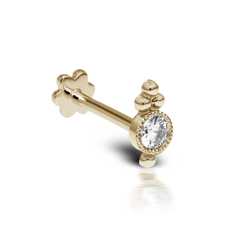 Diamond Four Ball Trinity Threaded Stud Earring