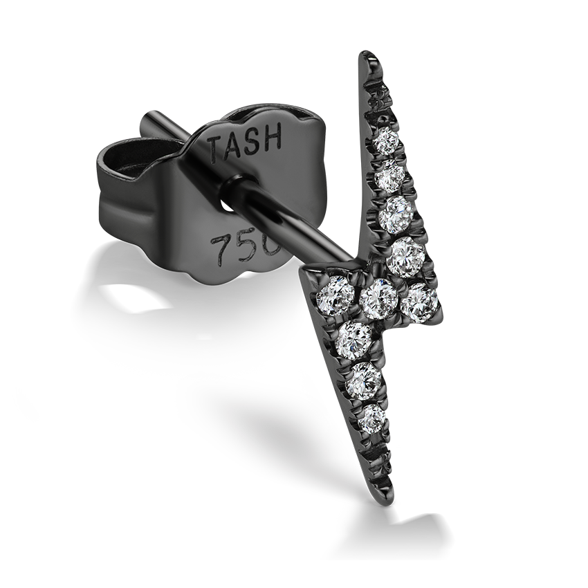 Diamond Lightning Bolt Stud Earring