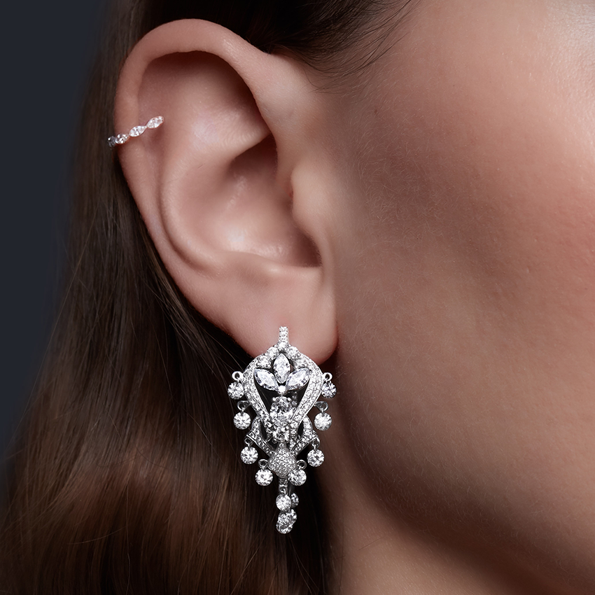 Diamond Lotus Cascade Hoop