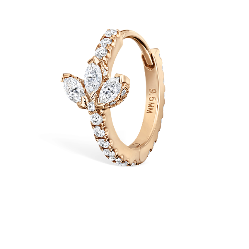 Diamond Lotus Eternity Hoop Earring