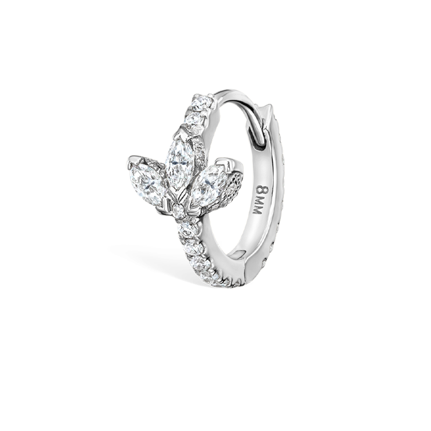 Diamond Lotus Eternity Hoop Earring