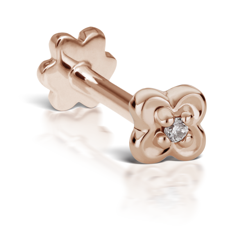 Diamond Lucky Clover Threaded Stud Earring