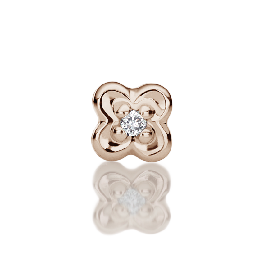 Diamond Lucky Clover Threaded Stud Earring