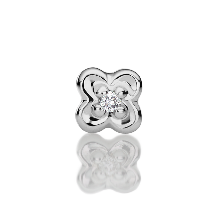 Diamond Lucky Clover Threaded Stud Earring