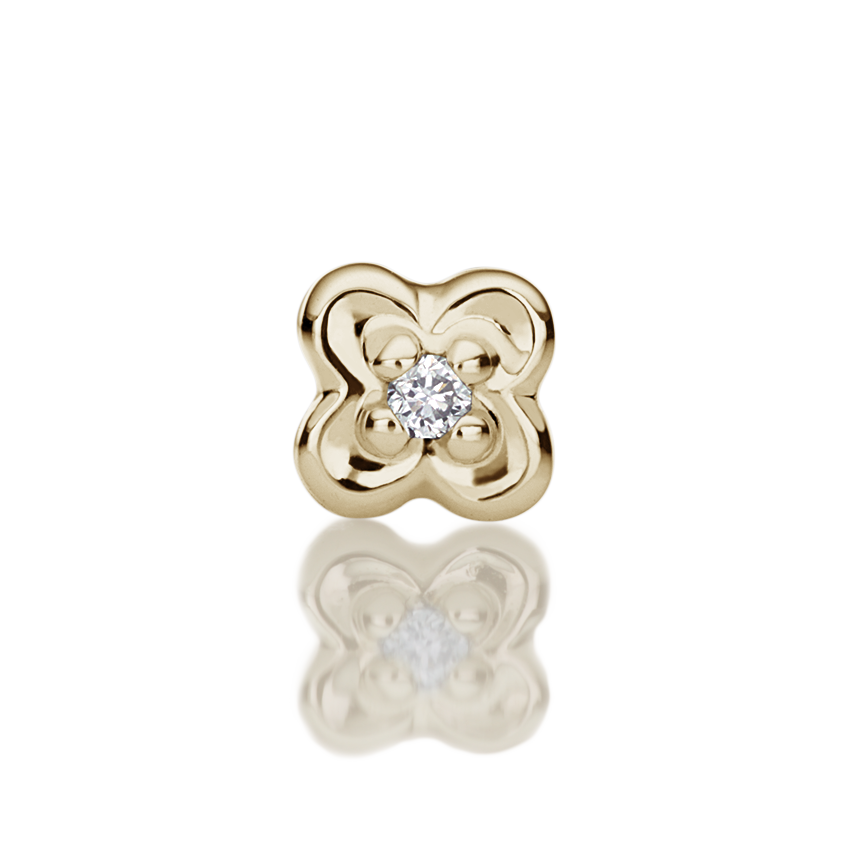 Diamond Lucky Clover Threaded Stud Earring