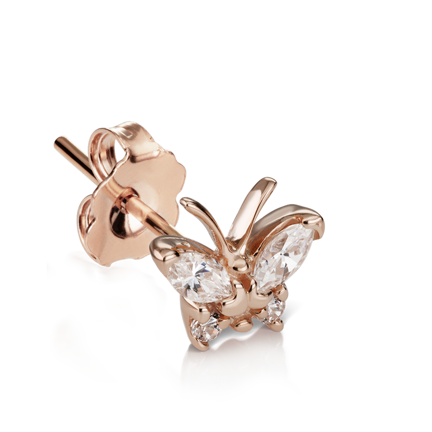 Diamond Marquise Butterfly Stud Earring