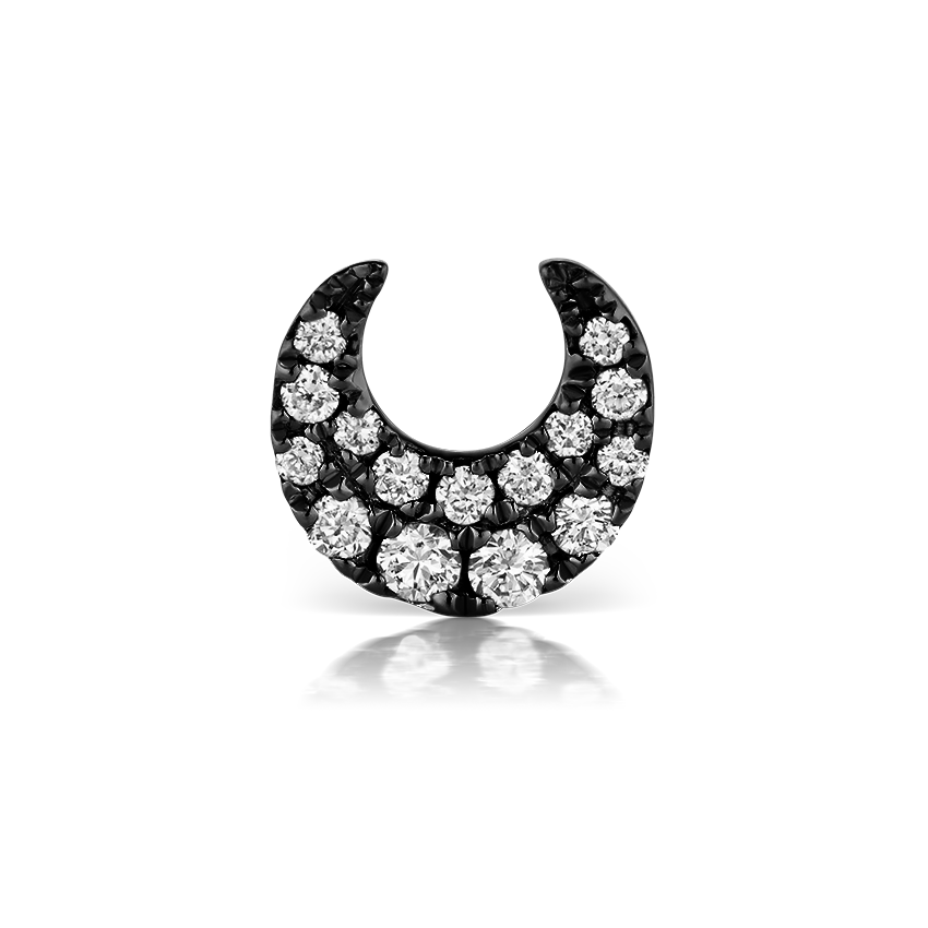 Diamond Moon Threaded Stud Earring