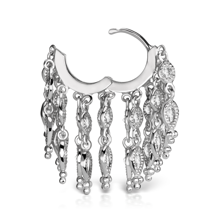Diamond Tassel Eternity Hoop Earring