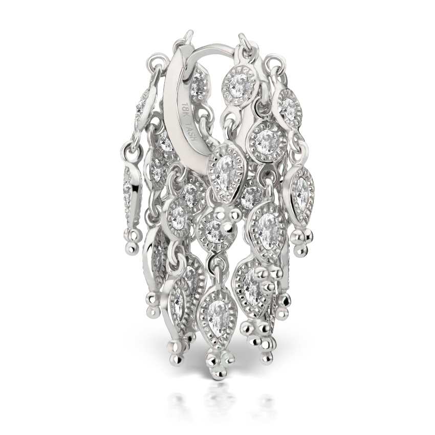 Diamond Tassel Eternity Hoop Earring
