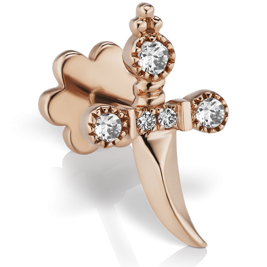 Diamond Trinity Hilt Dagger Threaded Stud