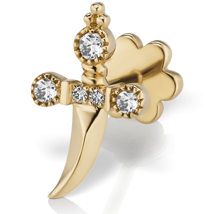 Diamond Trinity Hilt Dagger Threaded Stud