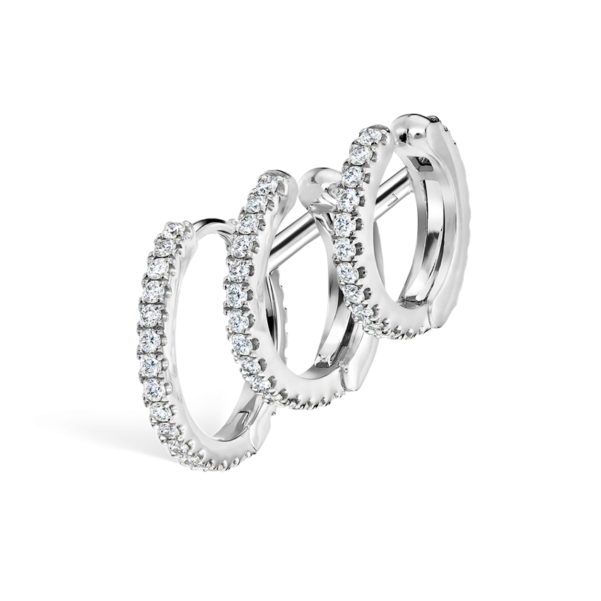 Diamond Triple Linked Eternity Hoop Earring and Cuffs