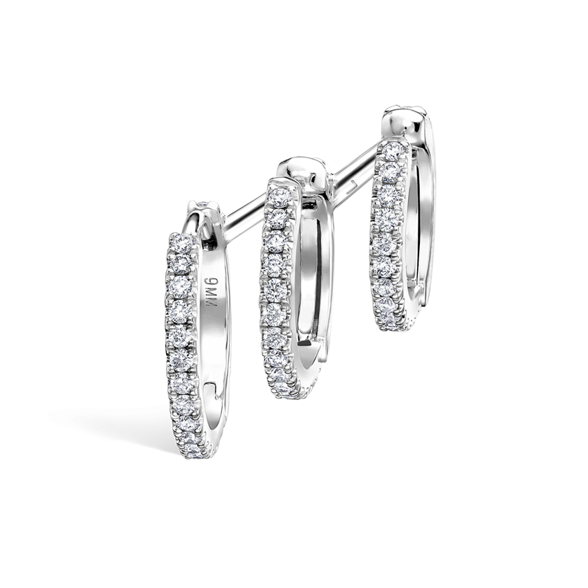 Diamond Triple Linked Eternity Hoop Earring and Cuffs