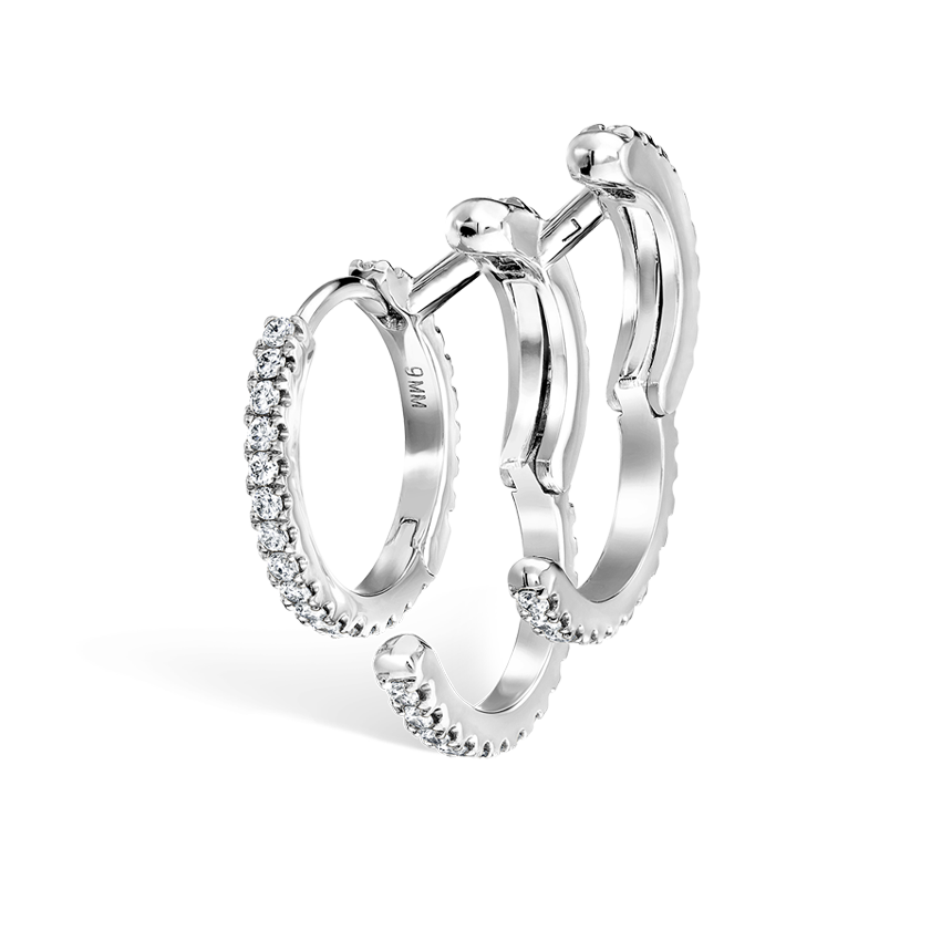 Diamond Triple Linked Eternity Hoop Earring and Cuffs