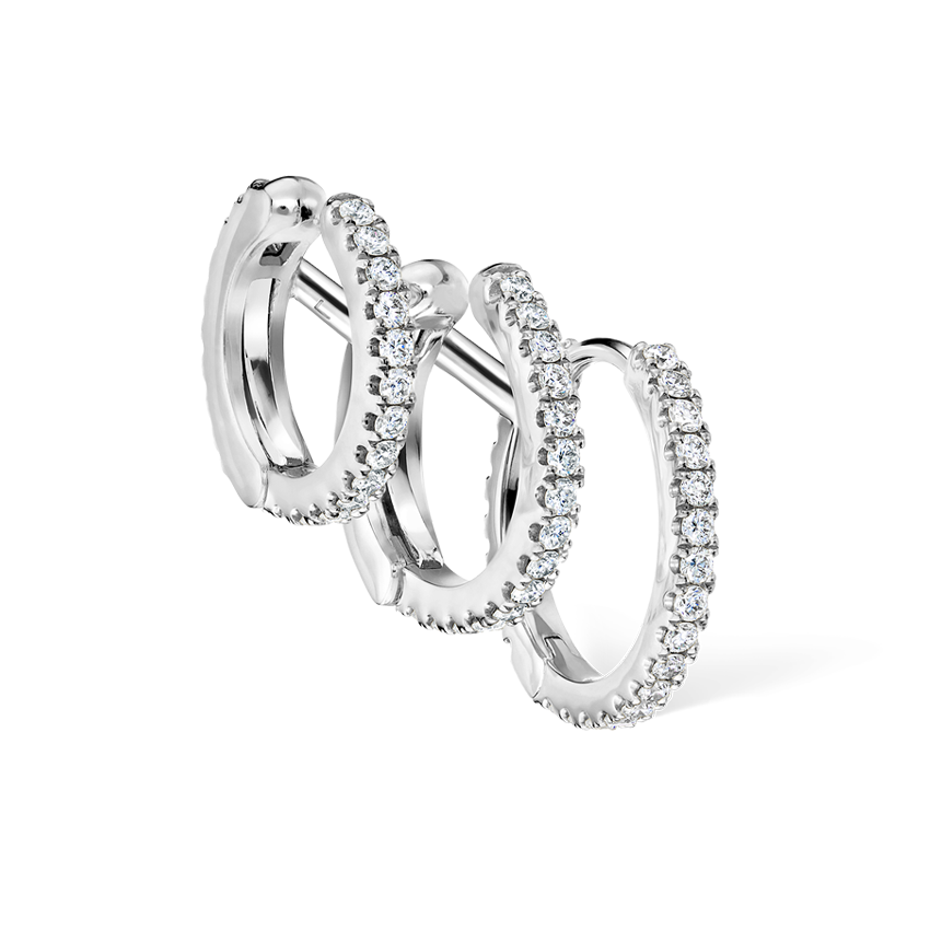 Diamond Triple Linked Eternity Hoop Earring and Cuffs
