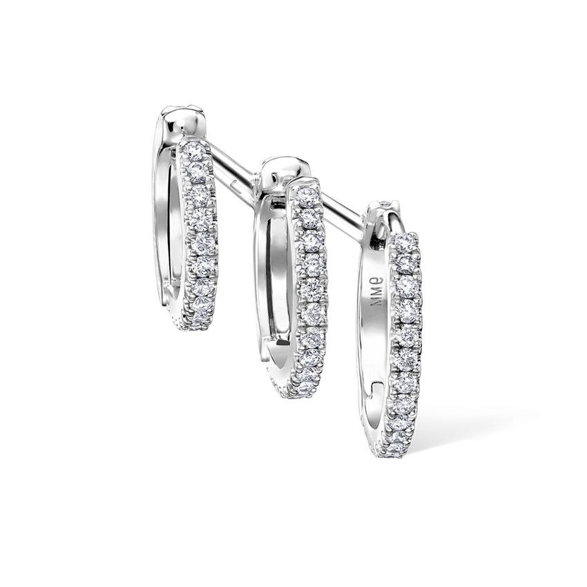 Diamond Triple Linked Eternity Hoop Earring and Cuffs