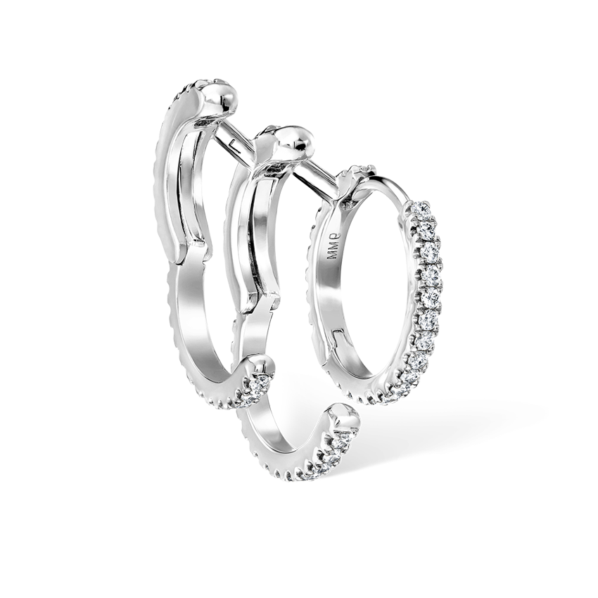 Diamond Triple Linked Eternity Hoop Earring and Cuffs