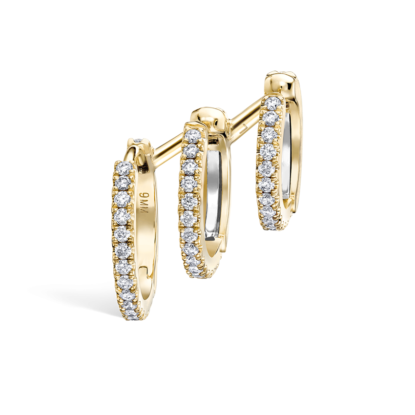 Diamond Triple Linked Eternity Hoop Earring and Cuffs