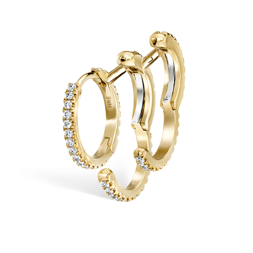 Diamond Triple Linked Eternity Hoop Earring and Cuffs