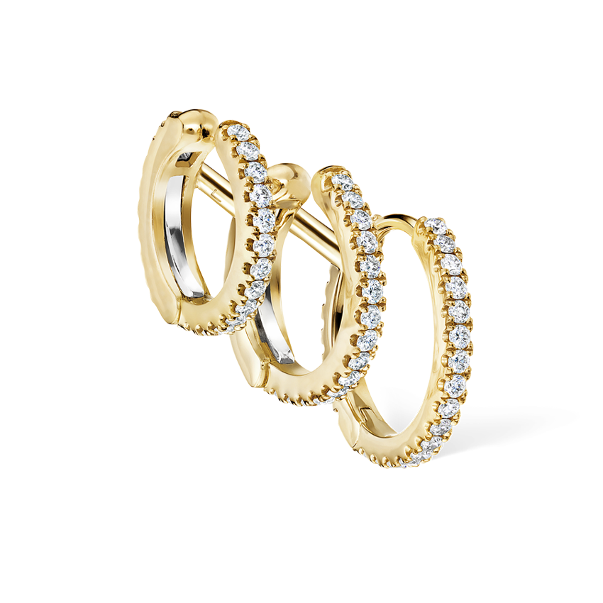 Diamond Triple Linked Eternity Hoop Earring and Cuffs