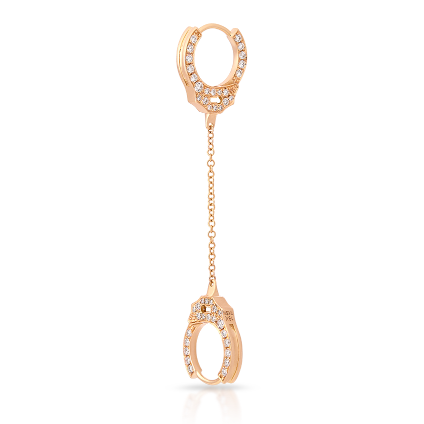 Double-sided Diamond Handcuff with Medium Chain Hoop Earring
