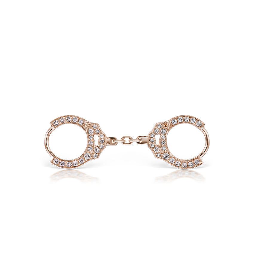 Double-sided Diamond Handcuff Hoop Earring with Short Chain