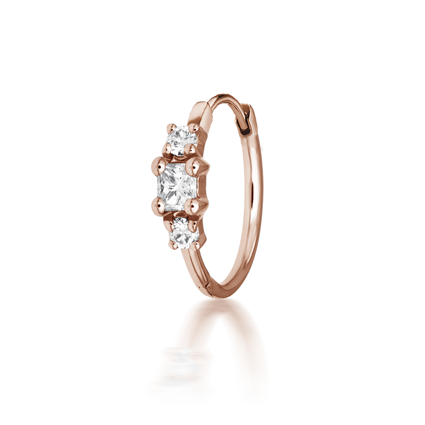 2mm Princess Diamond Hoop Earring (Non-Rotating)