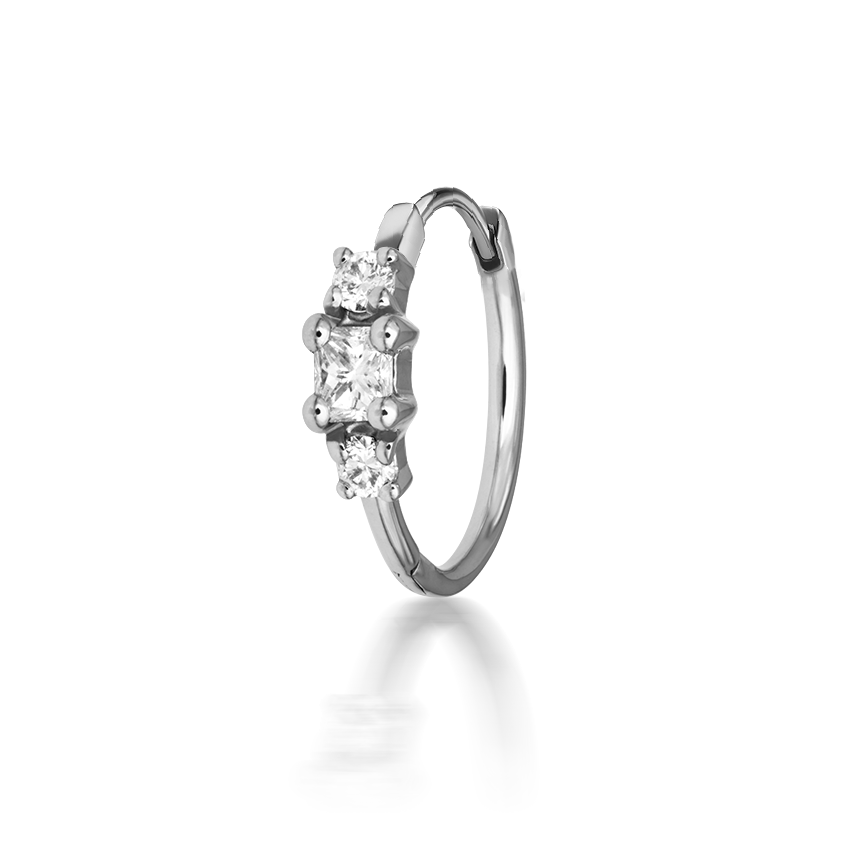 2mm Princess Diamond Hoop Earring (Non-Rotating)
