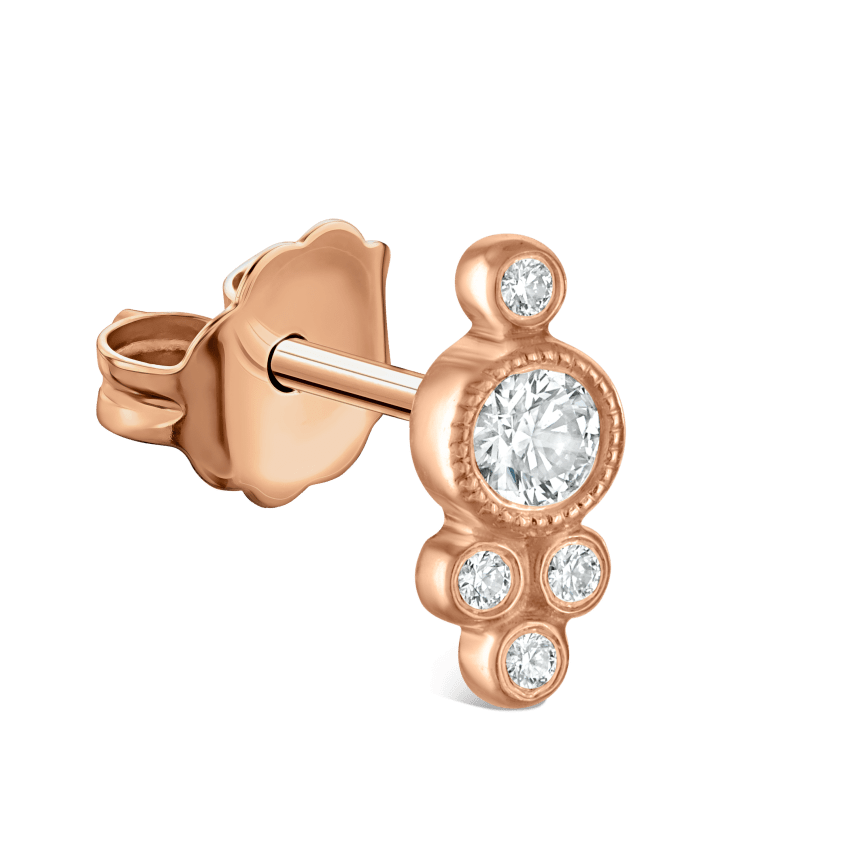Five Diamond Trinity Stud Earring