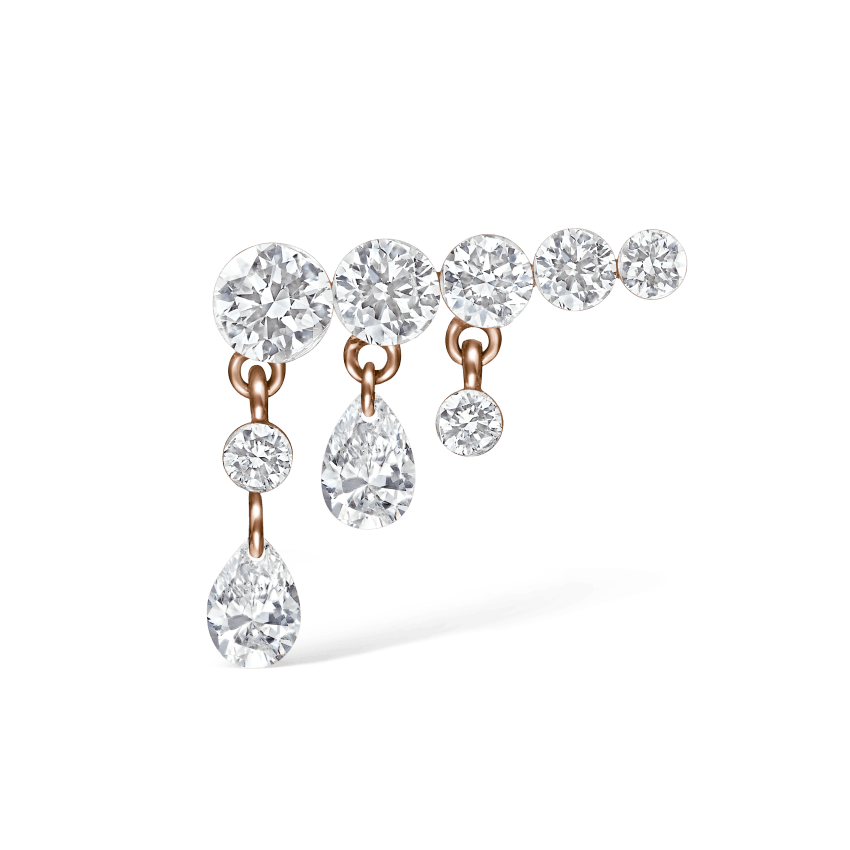Invisible Set Diamond Crescendo Bar Stud Earring