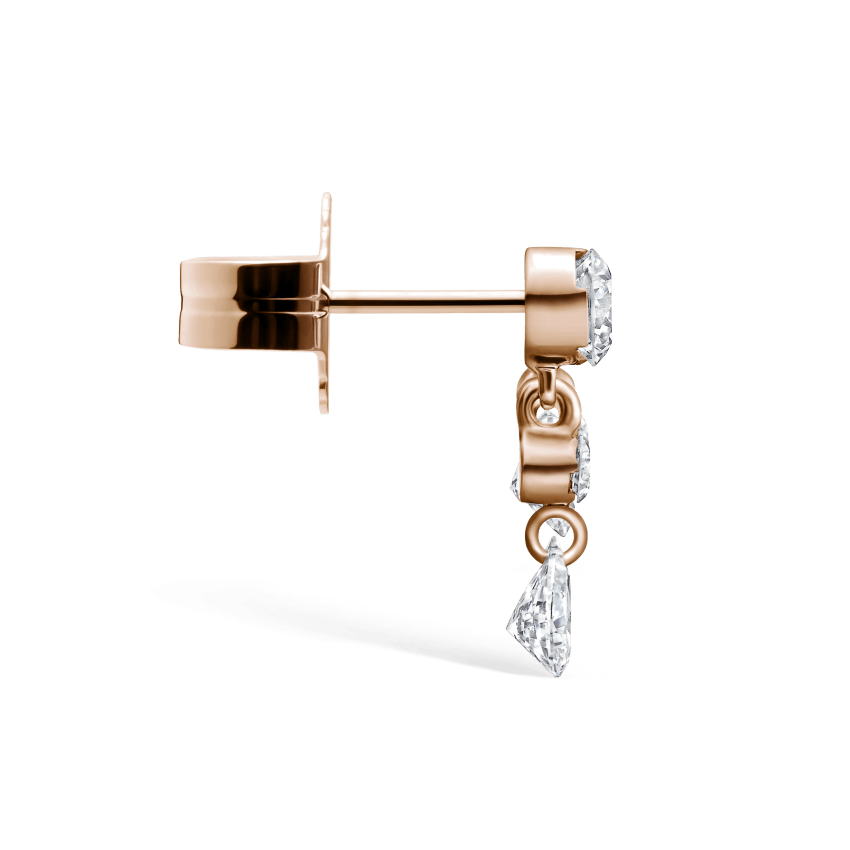 Invisible Set Diamond Crescendo Bar Stud Earring