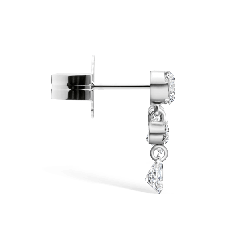 Invisible Set Diamond Crescendo Bar Stud Earring