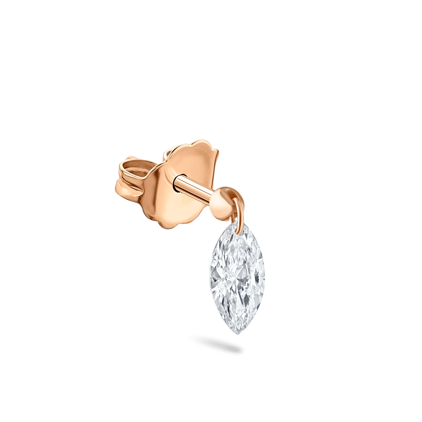 Floating Marquise Diamond Charm Stud Earring